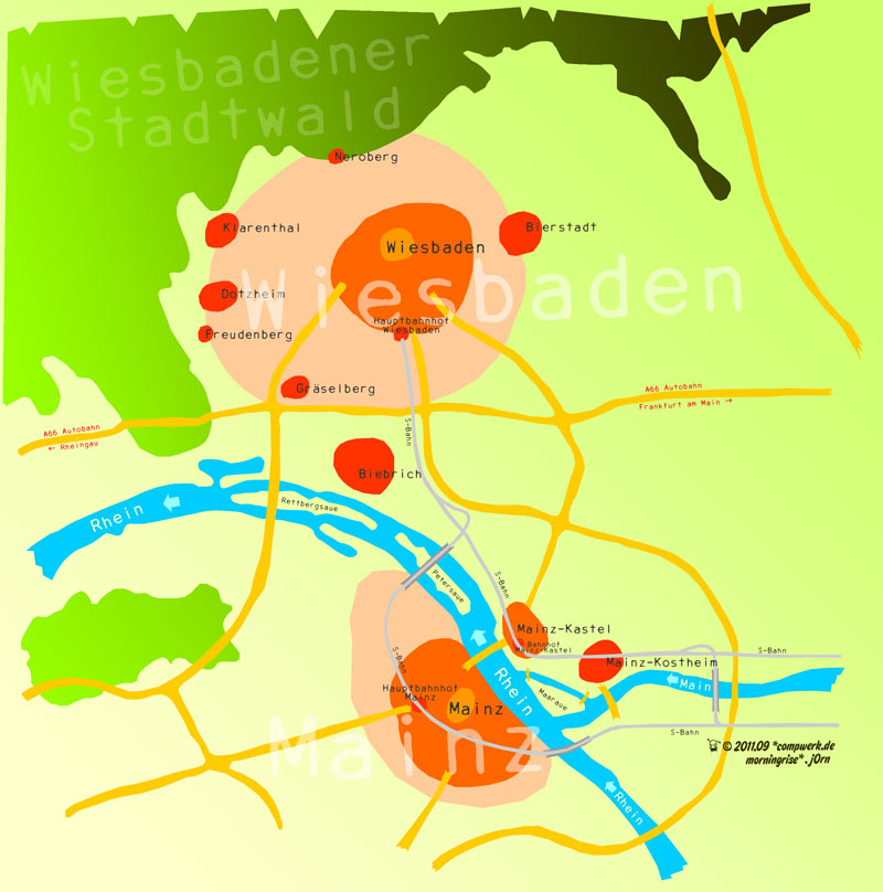 Übersichtkarte Wiesbaden / Mainz . 2011.09 