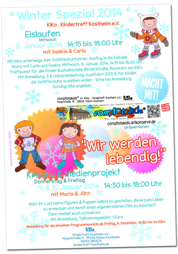 Din A3 Plakat Winter Spezial Januar 2014 im Kindertreff Kostheim . 2013.12
