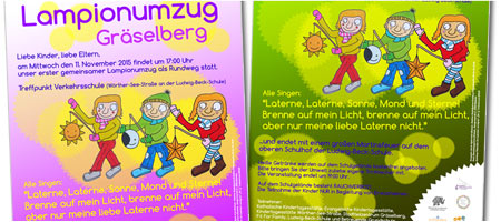 Flyer und Plakat Lampionumzug Gräselberg 2015 