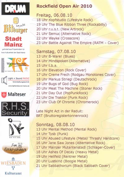 Rockfild Open-Air 2010 in der Reduit Flyer 