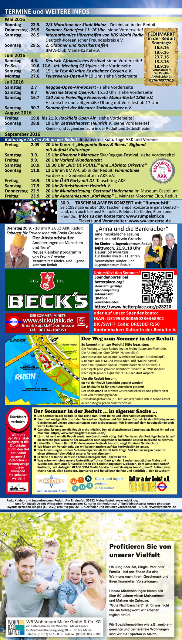 Programmübersicht . Sommer in der Reduit 2016